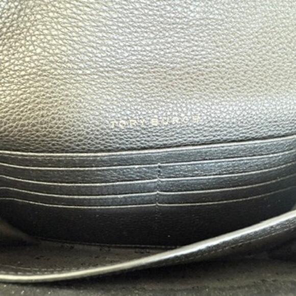 TORY BURCH Marion Flat Wallet Crossbody Bag Black Leather Gold Hardware - Picture 5 of 12